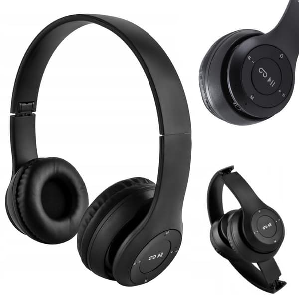 Trådlösa Bluetooth-hörlurar On-ear med mikrofon Svart