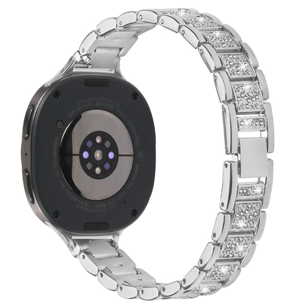Elegant Diamant Rostfritt Stål Klockarmband Kompatibelt med Samsung Watch 8 (Mindre Version) Silver