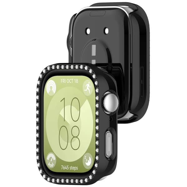 Huawei Watch Fit 3 -kotelo timanttisella PC-ontelolla suojakotelolla, musta Black