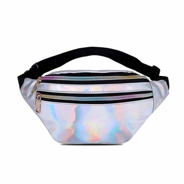Glänsande Midjeväska Cross Body Bum Bag - Silver silver