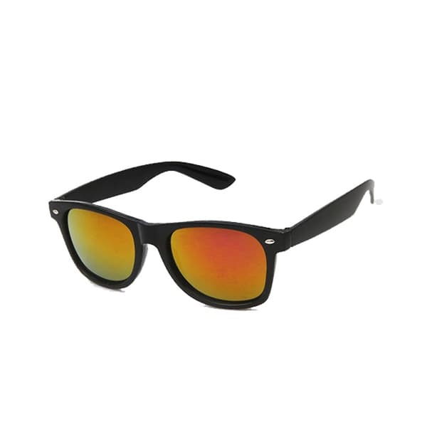 Retro Wayfarer Solbriller Sort Røde Spejlglas Sort black
