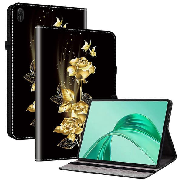 Läderfodral för Honor Pad X8a med mönster, tryckt stativ och kortfack