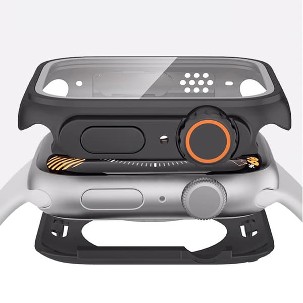 Apple Watch 45 mm kova kotelo karkaistulla kalvolla, musta