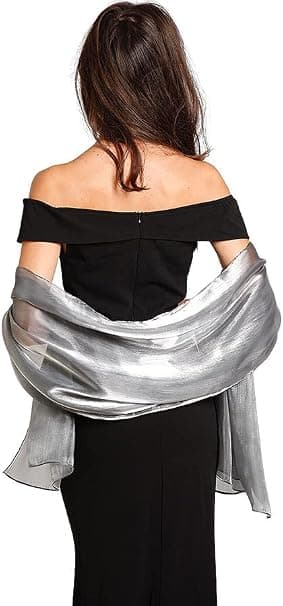 Silkeslen Pashmina Iriserande Wrap Stole Sjal för Bröllop Brud Brudtärnor Baler & Fester