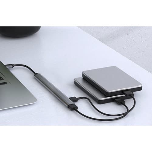 USB-hub 7 porter | USB A til 1x USB 3.2 og 6x USB 2.0 grå gray