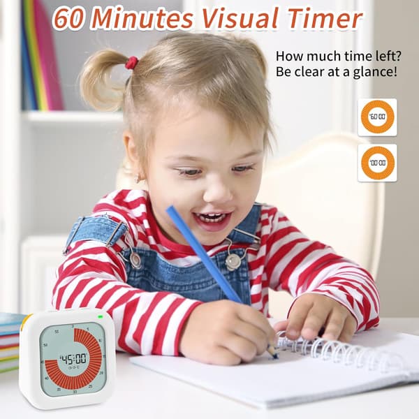 Kökstimer Barn Timer, 60 Minuters Nedräkning Visuell Timer för Barn, för Kök, Klassrum, Möten