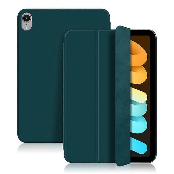 For iPad mini (2024) Deksel Magnetisk Feste PU Lær Tri-fold Stativ Støtsikkert Deksel - Grønn