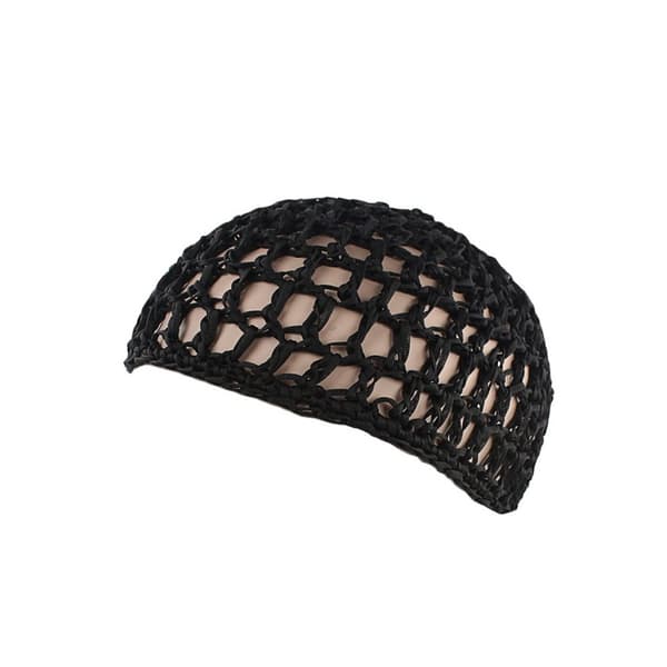 Hårnet - Håndlavet hæklet hårnet til beskyttelse under søvn og styling, kufi-hat, hårnet, hårfanger i forskellige farver Sort Black