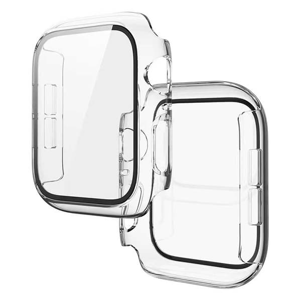 Kotelo Apple Watch 7 45mm kotelo karkaistulla lasilla läpinäkyvä musta black