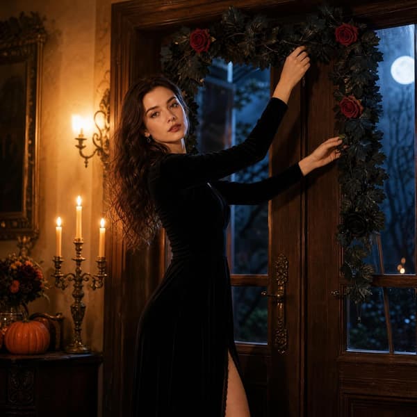 1 stk. 200 cm kunstig sort rosenranke til Halloween-dekoration