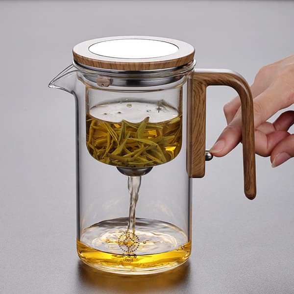 Stamlös Tekanna Latent Tesats Tevatten Separationskopp Glas Innerblåsa Magnetisk Sugning Flytande Kopp 600ml