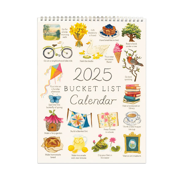 2025 Bucket List Kalender, 12 Månader Väggkalender, 2025 Väggkalender Att Göra-Lista Anteckningar Kalender