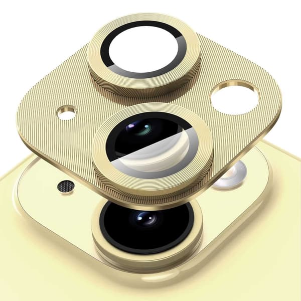 iPhone 15/15 Plus Kameraskydd Metall Härdat Glas Guld guld gold