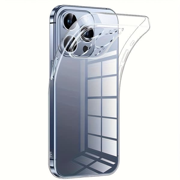 Gennemsigtigt cover med kamerabeskyttelse til iPhone 15 Pro Max