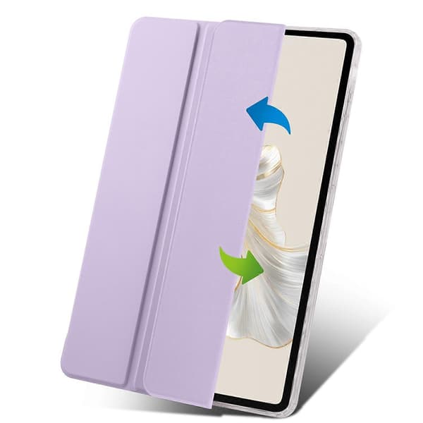 Fodral till Honor Pad 9 Tri-Fold Ställ Läder+TPU+Akryl Klar Baksida Tablet Skydd