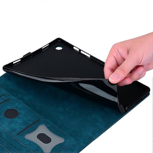Kotelo Lenovo Tab K10C/Tab E10C -korttipaikoilla nahkainen tablettiteline folio kansi kukka kissa
