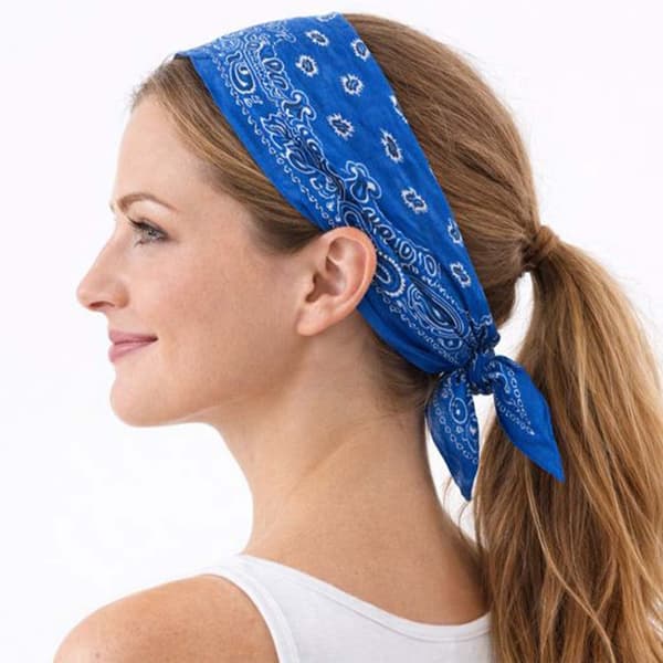 Bandana i batikfarget 100% bomull – Paisley-mønster 53x53 cm, blå