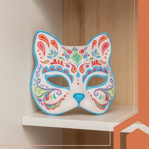 10-pack vita DIY kattmasker för målning och pyssel