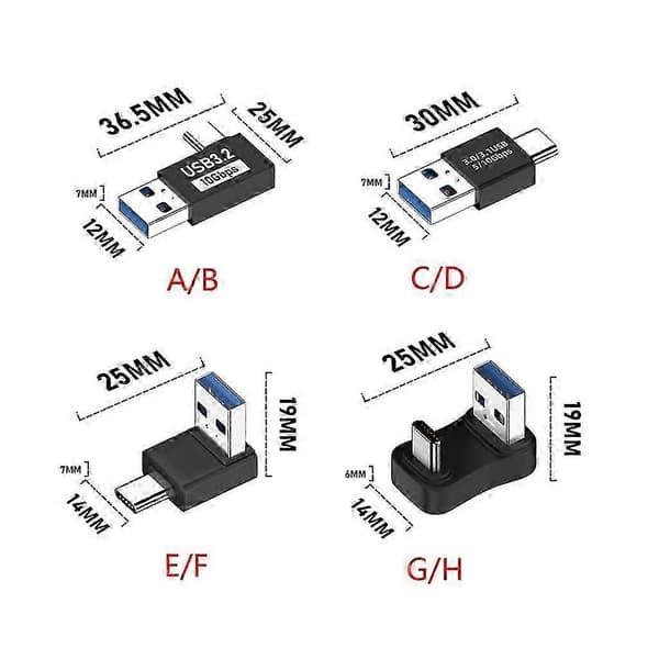 USB C Hann til USB3.1 hann Adapter Konverter opptil 10Gbps Dataoverføring