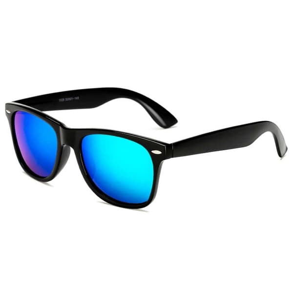 Sorte Wayfarer Solbriller Blå Grøn Spejlglas Sort black