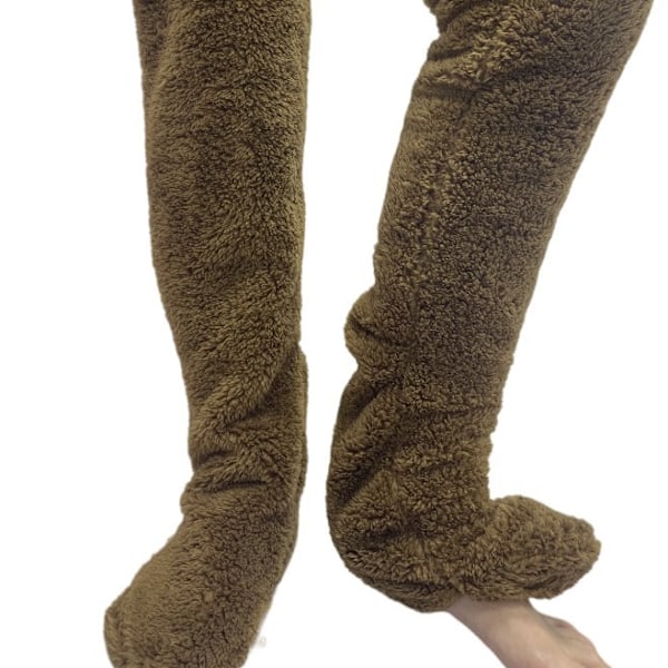 2-pack Vinterlånga Strumpor, Vinterbenskydd, Varmhållande Strumpor för Äldre, Brun Brown