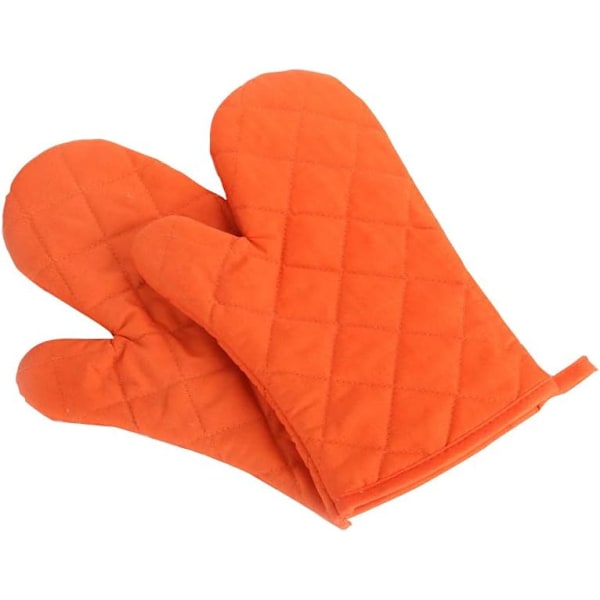 Grytvantar, Premium Värmebeständiga Köksvantar Bomull & Polyester Quiltade Överdimensionerade Vantar, 1 Par Orange