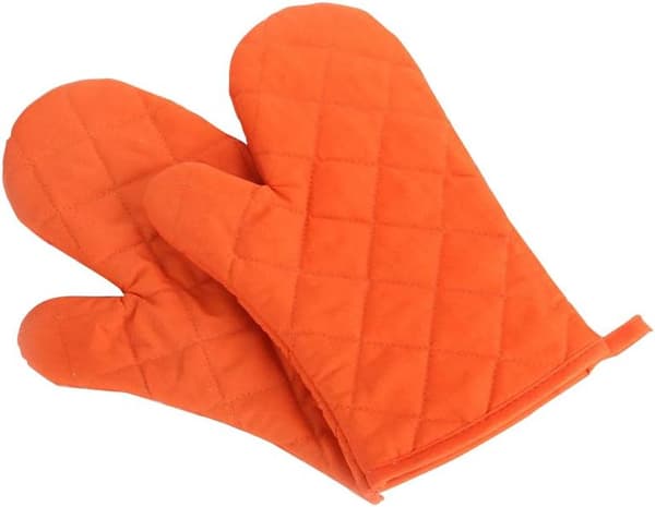 Ugnsvantar, Premium Värmebeständiga Köksvantar Bomull & Polyester Quiltade Överdimensionerade Vantar, Svart