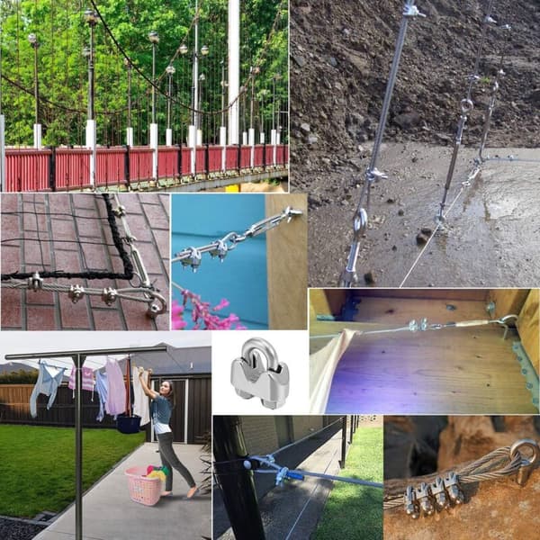 Förpackning med 12 Kabelklämmor i Rostfritt Stål för 4mm Diameter Vajer (M4)