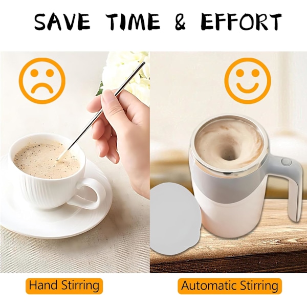 Uppladdningsbar Självrörande Mugg, Självrörande Kaffemugg Automatisk Magnetisk Rörande Kaffemugg Självblandande Kaffemugg Roterande White