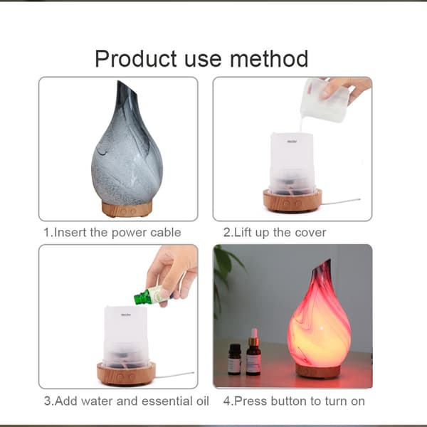 Æterisk Olie Diffuser Glas Aromaterapi Olie Diffuser Elektrisk Ultralyd Duft Fugter 100ML med Automatisk Slukning