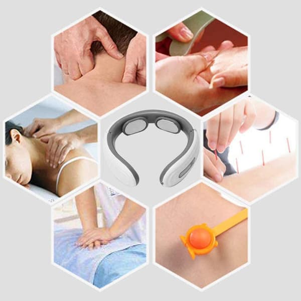 TENS & EMS Nackmassage 2-i-1 | Elektrisk Nackmassager vit white