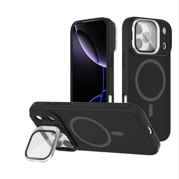 Magnetisk Stand Telefoncover Kompatibel med iPhone 17 Pro Max, Stødabsorberende Silikone & TPU Beskyttelse