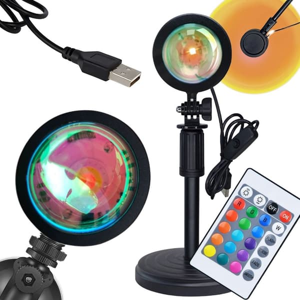 Solnedgangslampe - Solnedgangslampe RGB Stemningsbelysning med fjernkontroll svart black