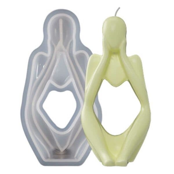 Silikonljusform DIY Ljus Sittande Tänkare vit white