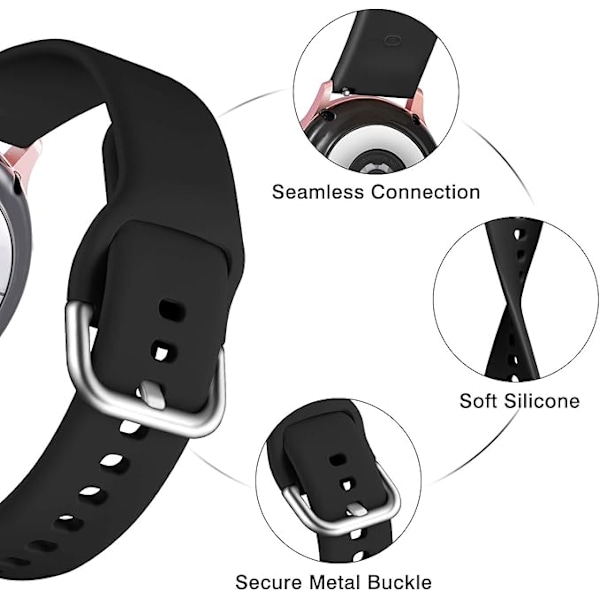 Vattentät Silikon Sportarmband Kompatibel med Samsung Galaxy Watch Active/Active 2 40mm,44mm,20mm,Galaxy Watch 7/6/5/4 40mm 44mm