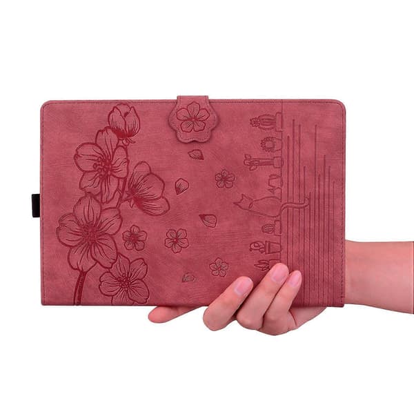 Etui til Lenovo Tab K10C/Tab E10C med kortlommer, læder tablet stander folio cover blomst kat