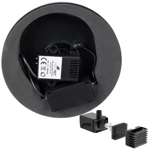 Stor Soldrevet Fontæne | Batteri og RGB Belysning | 16cm sort black