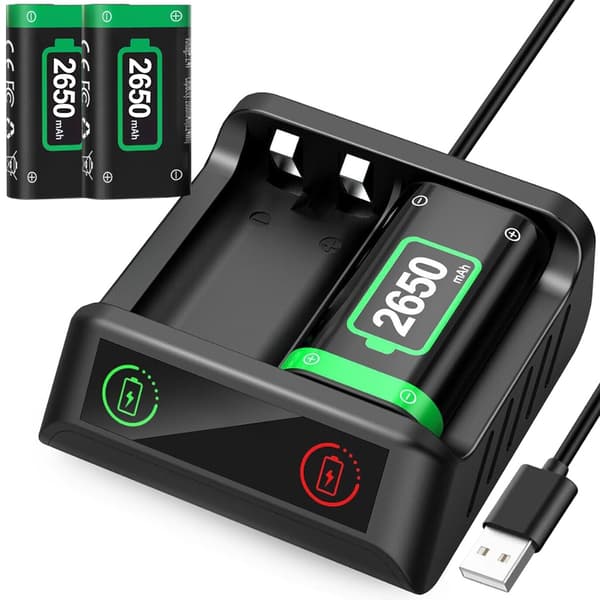 Oppladbare batterier til Xbox-kontroller – 2x 2650mAh med USB-C-lader