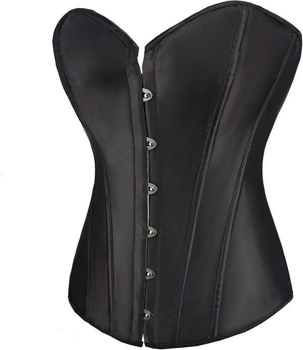 Dame Satin Ensfarvet Bustier Top - Burlesque Basque Former XXL