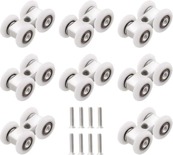 Skjutdörrsrullar, 8 stycken, Vit, Aluminium, Plast