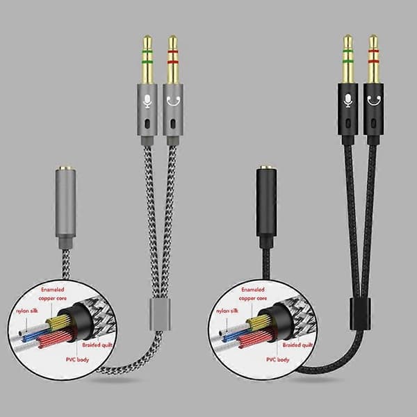 Hun til 2 Han Audio Splitter 3.5mm Stereo Jack Hovedtelefon Adapter Kabel