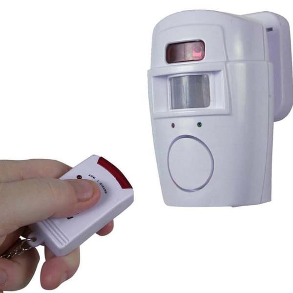 Trådlöst rörelsesensorlarm med 2 fjärrkontroller 105dB Vit white