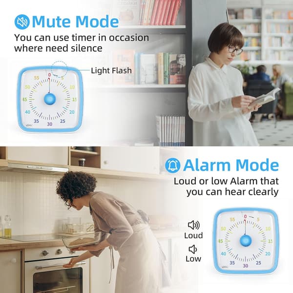 60 Minutters Visuel Timer til Børn, Visuel Nedtællingsur Børnetimer, Pomodoro Timer med 'Regnbue' Mønsterdesign