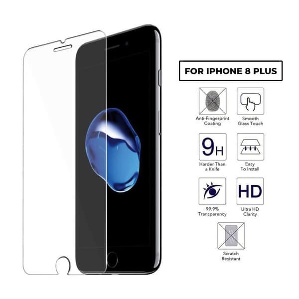 iPhone 8 Plus HD Skärmskydd Härdat Glas transparent