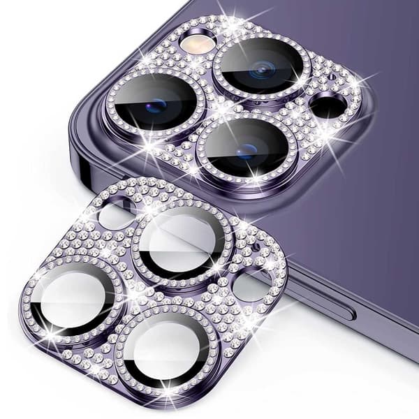 iPhone 14 Pro/14 Pro Max Kamerabeskyttelse Herdet Glass Diamant Lilla purple