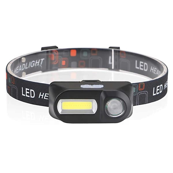 Dobbel LED Hodelykt COB XPE Løping Camping svart black