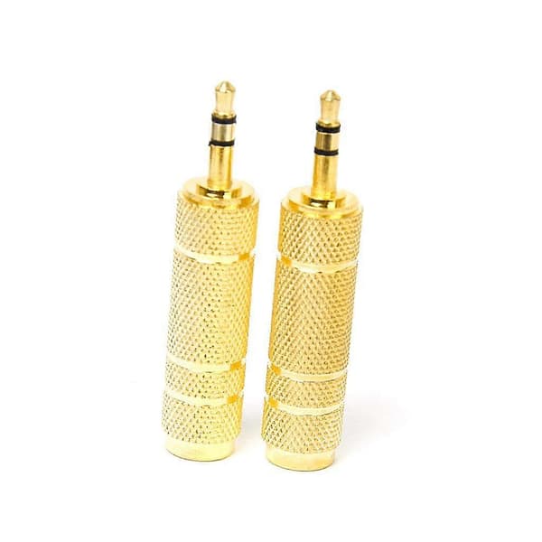 2 Guld 3,5 mm Hane till 6,35 mm Hona Stereo Ljudadapter För Gitarr