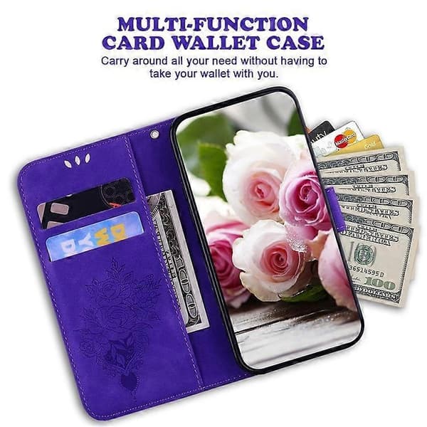 Kompatibelt plånboksfodral för iPhone 16 Pro PU-läderfodral med fjärils- och blommönster