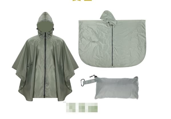 Vanntett turregnponcho med hette, lett regnjakke for utendørs camping lysegrønn LightGreen