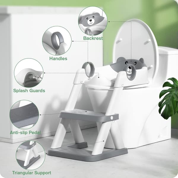 Toalettsete for barn, toalettsete for gutter og jenter, 2 i 1 booster sete for jenter og gutter, trappestol